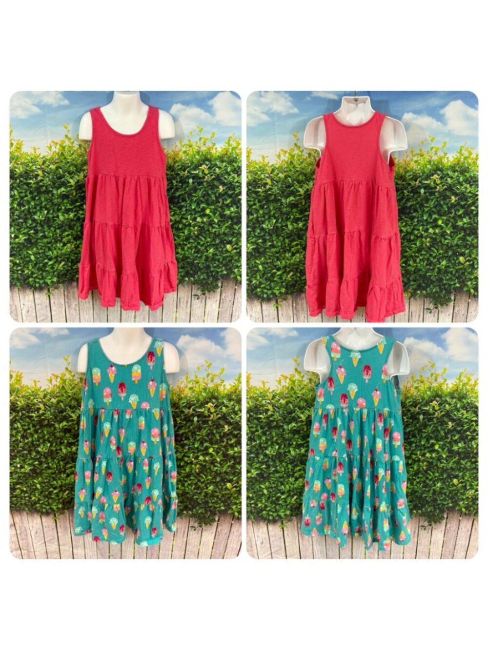 Girls Sleeveless Tiered Relaxed Fit Cotton Tank Dresses Size 7 (SKU: 155GG)
